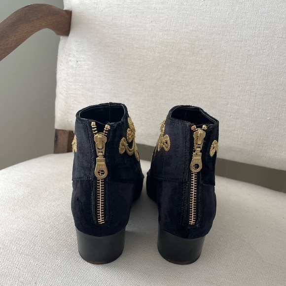Modern Vice Black velvet with gold embroidery Ankle Boots size 6.5 - Picture 5 of 6